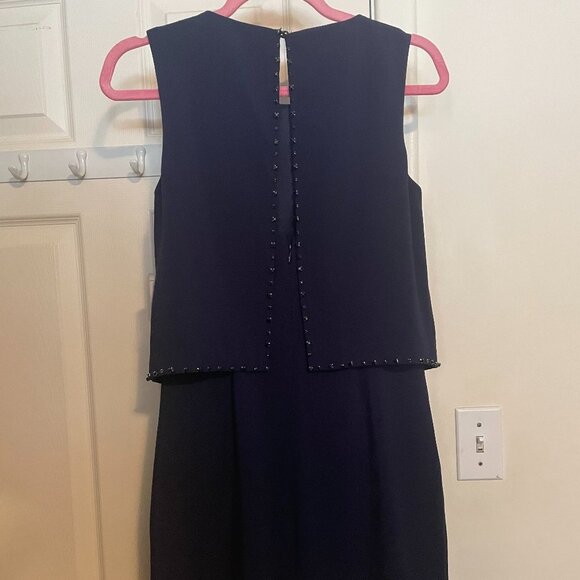 Laundry By Shelli Segal Ink Blok Blue Bedazzled Hem Formal Mini Dress Size 2 - Picture 6 of 7